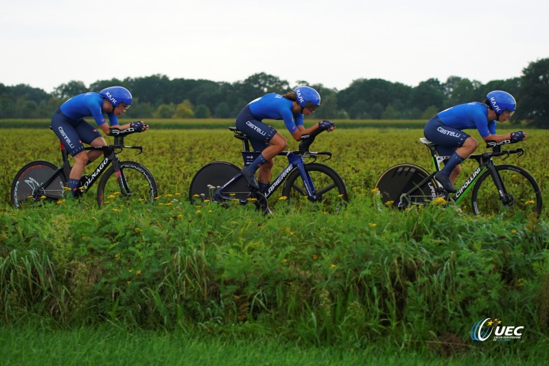 2023 UEC Road European Championships - Drenthe - Junior Mixed Team Relay - Emmen - Emmen 38, km - 21/09/2023 - Eleonora La Bella - Alice Toniolli - Federica Venturelli (ITA) - photo Massimo Fulgenzi/SprintCyclingAgency?2023